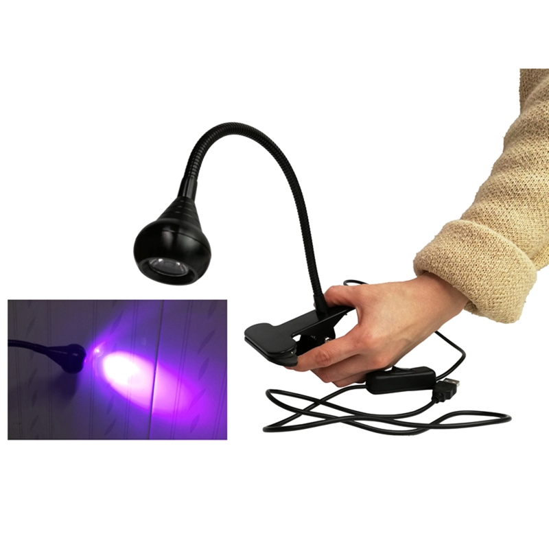 A9LB Black LightClamp, Wavelength 395nm Bendable UV LightClip Durable Flexible LED Glue Curing Lamp Easy Use Gift